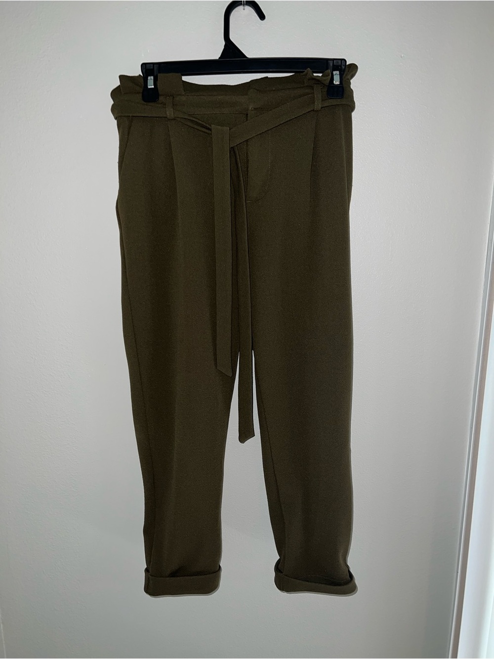 No Boundaries Olive Paperbag Tie Waist Chinos